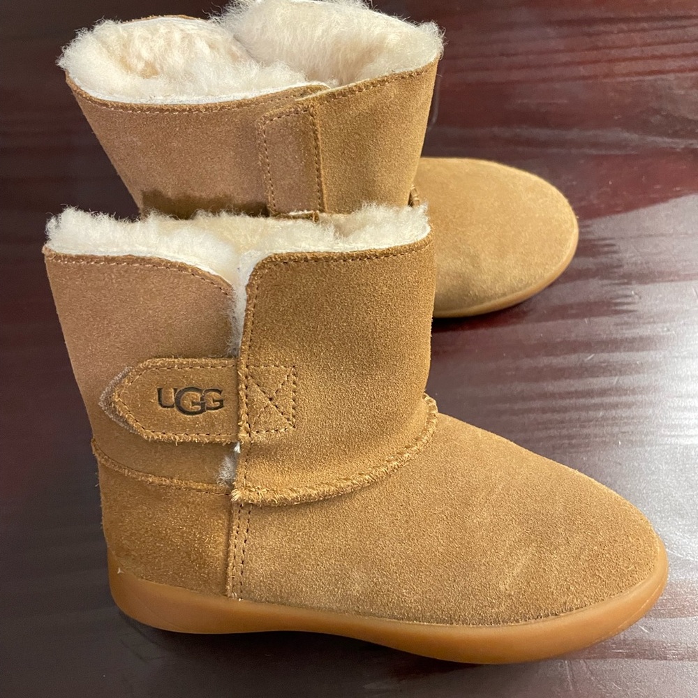 UGG Tan Suede Baby Boots with Sheepskin Lining